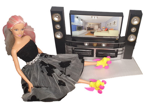 Plastic doll house tv - doll's,