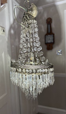 Antique arrowpoint crystal lustres waterfall chrome empire basket chandelier