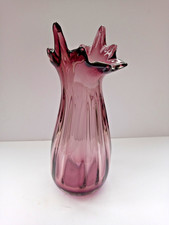 Large Heavy Ribbed Glass Vase