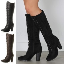 Womens ladies lace up calf