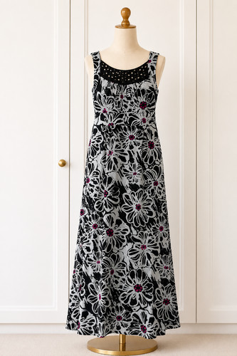 Ladies black floral maxi - m&co,