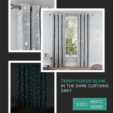 Grey Teddy Fleece Curtains