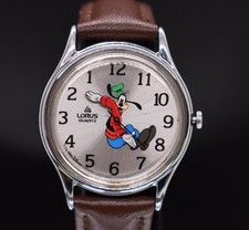 Vtg DISNEY GOOFY BACKWARDS Watch Lorus by Seiko Leather NEW BATTERY & NEW BAND