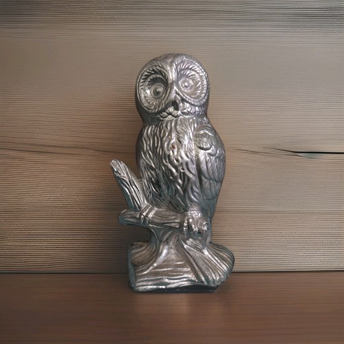 Vintage silver ceramic owl - vintage,