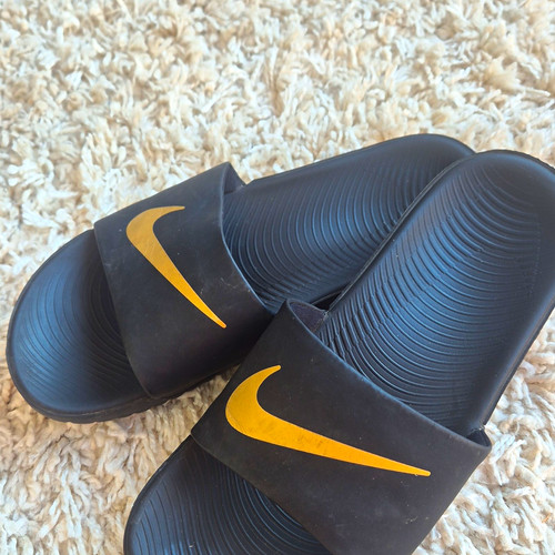 Nike sliders black and - and, gold