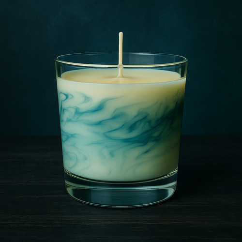 Handmade teal marble candle - candle,
