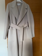 Reiss New Lucia Stone Colour Double Faced Midi Wool Coat UK 6 - 8 With Tie Belt