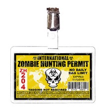 Zombie International Hunting Permit Cosplay Prop Gift Novel Comic Con Halloween