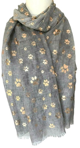 Grey scarf paw print dogs - scarf, cats