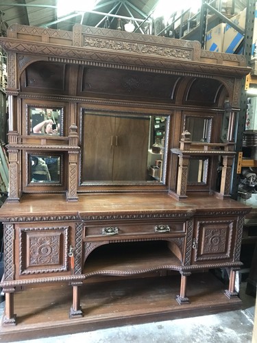 Antique victorian oak mirror - antique,