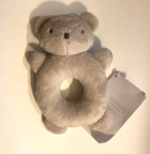 The Little White Company Rattle Barney Bear Soft Toy Teddy Comforter BNWT