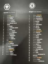 TEAMSHEET 29/10/2025 CARABAO CUP WOLVERHAMPTON WANDERERS v CHELSEA