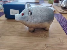 Vintage Bridalane Metal Piggy Bank With Red Eyes