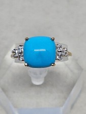 9kt Sleeping Beauty Turquoise & White Zircon Ring 4.30cts Size O (2.57g)