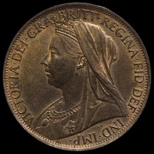 1898 Queen Victoria Veiled Head Penny, A/UNC
