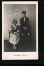 Postcard Comedian in Suit with Top Hat, Jolies Duo 