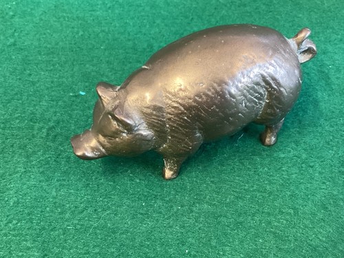 Vintage brass pig ornament - brass,