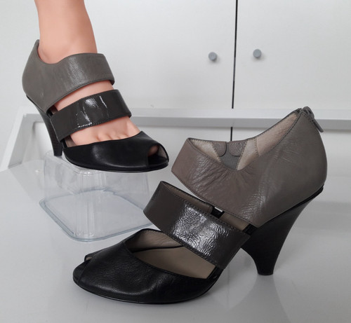 Women leather peep - leather, toe