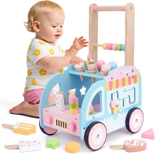 Wooden baby walker - wooden, with