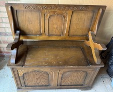 Antique Small Oak Carved Monks