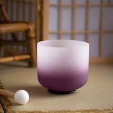 6 inch B Note Crown Chakra Colored Frosted Quartz Crystal Singing Bowls