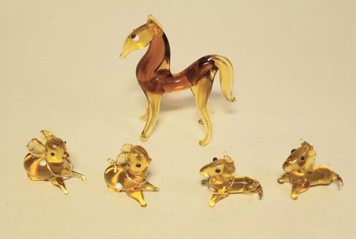 Vtg amber glass miniature - glass,