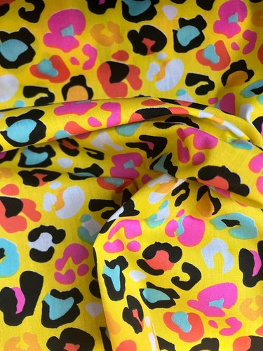 Yellow disco leopard poly - yellow,