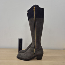 Fairfax & Favor Regina Grey Suede Knee High Country Luxury Boots Uk 6.5 Eu 40