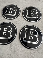 4 X BRABUS 75mm  Centre WHEEL CAP STICKERS Black EMBLEM BADGE WITH LOGO New??