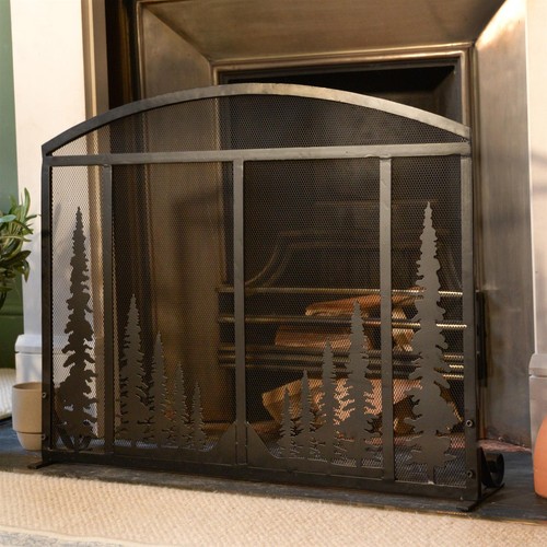 Ornate forest scene fire guard - ornate,