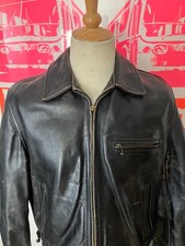 AERO HIGHWAYMAN BLACK GENUINE STEERHIDE LEATHER ZIP UP JACKET LABEL SIZE 40