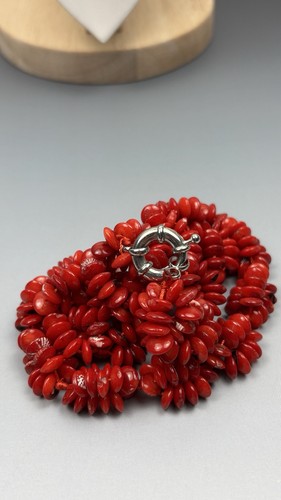 Vintage handmade red coral - red,