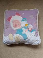 Piglet&Snowman Plush soft Small Pillow,Decorative Cushion,Lilac, 36 x 36 x 10 Cm