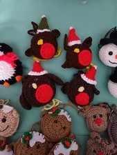 Handmade Crochet set of 4 Christmas Tree Hangings Set of 4 Festive Decorations
