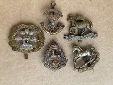 5 Original CAP BADGES Military Militaria Collection Collar Hat Army Lapel Pin