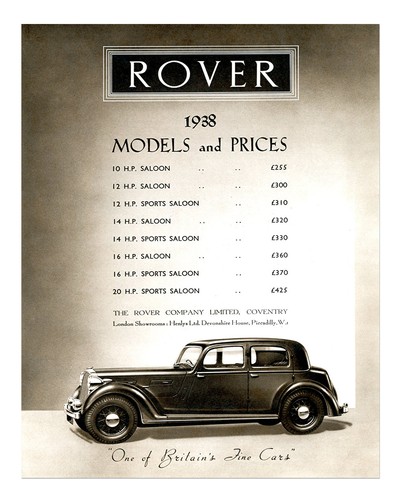 Vintage 1938 rover car - 1938, poster