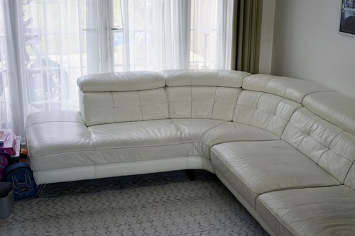 White leather sofa fully - leather,