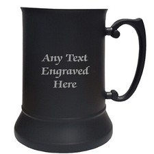 Personalised Black Stainless Steel US 1 Pint Tankard (500ml) Any Text You Want
