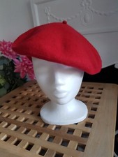 Vintage French Red Wool Beret 54cm