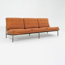 1950s Florence Knoll Parallel Bar System Three Seat Sofa Reupholstery in Brown