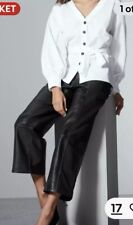 MARKS SPENCER Ladies Trousers Black Leather Cropped  AUTOGRAPH UK Size 14