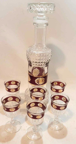 Retro cranberry and - gold, glass