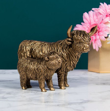 Highland Cow & Calf Bronzed