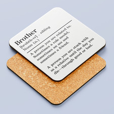 Brother Dictionary Definition Coaster - Funny Definition Present Gift