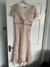 LADIES J TAYLOR PALE PINK CREAM WRAP OVER STYLE SUMMER LONG DRESS SIZE 14 VGC