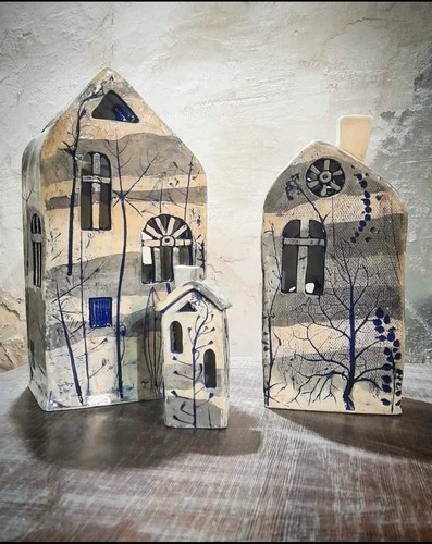 Pottery studio clay triptych - studio,