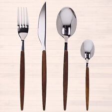 Wooden Handle Cutlery Set 16 PCS Stainless Steel Spoon Fork Knife Kitchen Dining