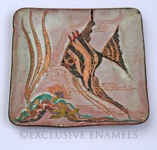 Tropical Angel Fish Hand Decorated Enamel on Copper Pin Tray Dish