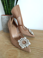 Zara Embellished Court Shoes Nude Lace Size 5 / 38 Worn Once High Heel Shoes