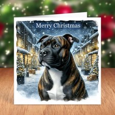 Staffordshire Bull Terrier Dog Christmas Card, Staffie